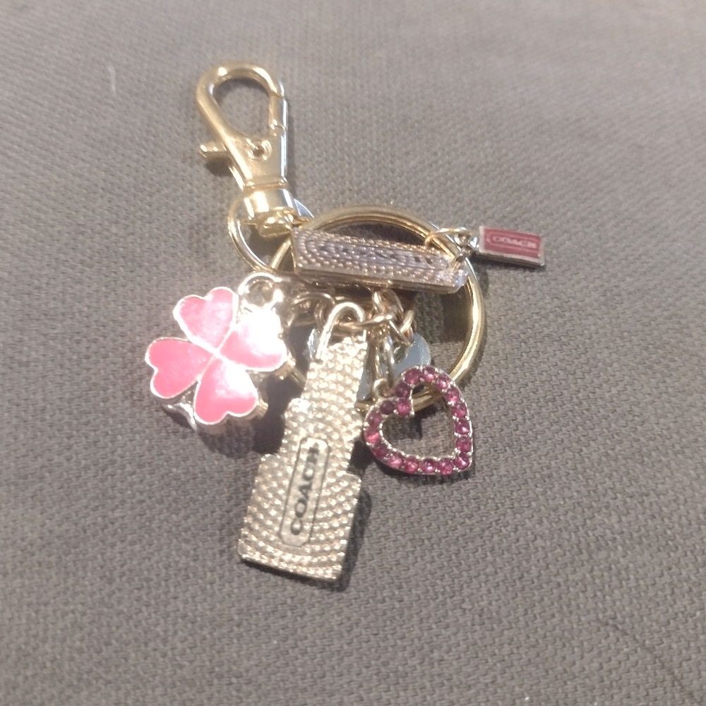 Coach Pink and Gold Charm Key Holder - Picture 2 of 3